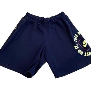 NIKE "Just Do It" Logo Men's Fleece Sweat Shorts; Navy Blue; Size XL